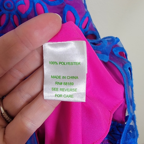 Lilly Pulitzer Selna Royce Blue Daisuly Floral Eyelet Dress Size 8 - Picture 4 of 7